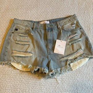 KanCan Light Blue Distressed Jean Shorts NWT